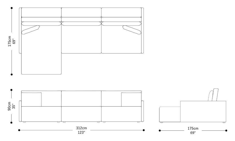 Image of the main dimensions of the product